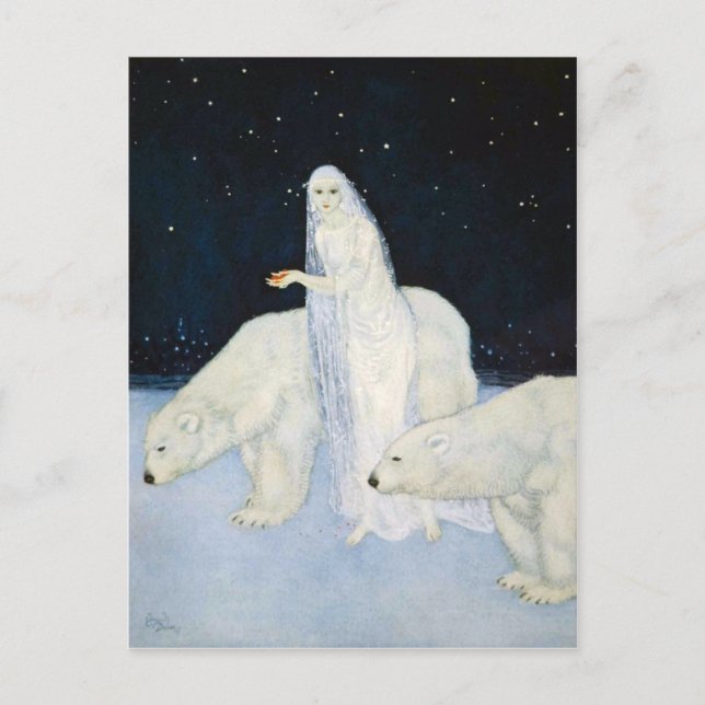 Polar Bear Winter Magic Postcards = Edmund Dulac Postkarte (Vorderseite)