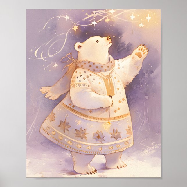 Polar Bear Winter Magic | Whimsical Nursery Art  Poster (Vorne)