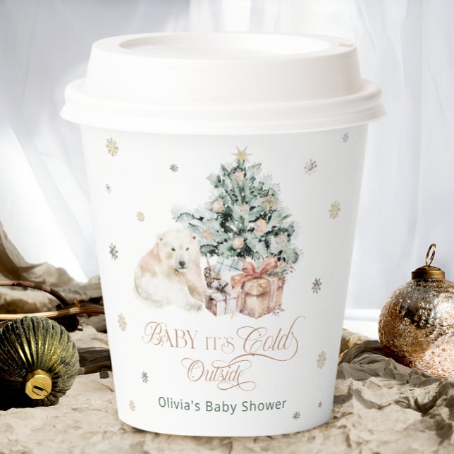 Polar Bear Winter Moderne Babydusche Pappbecher (Von Creator hochgeladen)