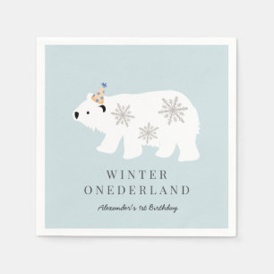 Polar Bear Winter Onederland Blue 1. Geburtstag Serviette