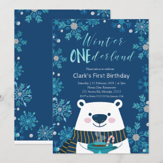 Polar Bear Winter Onederland Einladung zum Geburts