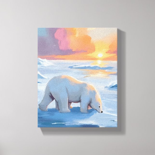 Polar Bear Winter Watercolor Animal Painting Leinwanddruck (Vorderseite)