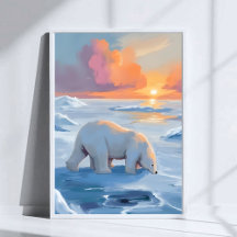 Polar Bear Winter Watercolor Animal Painting