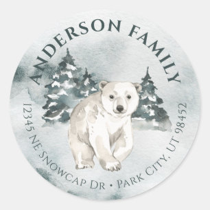 Polar Bear Winter Watercolor Kleine runde Labels Runder Aufkleber