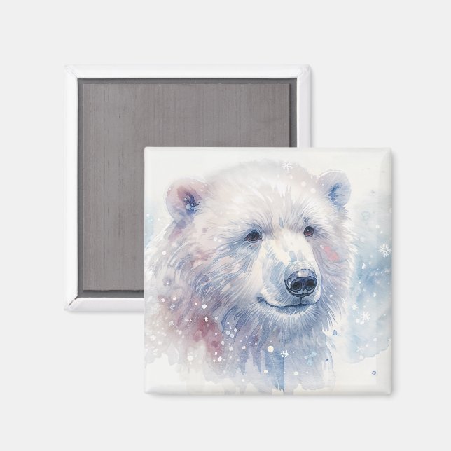 Polar Bear Winter Watercolor Magnet (Vorderseite/Rückseite)