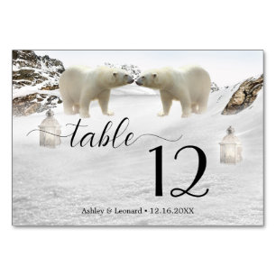 Polar Bear Winter Wedding Tischnummer Card