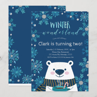 Polar Bear Winter Wunderland Geburtstagseinladung Einladung