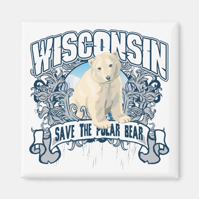 Polar Bear Wisconsin Magnet (Vorne)
