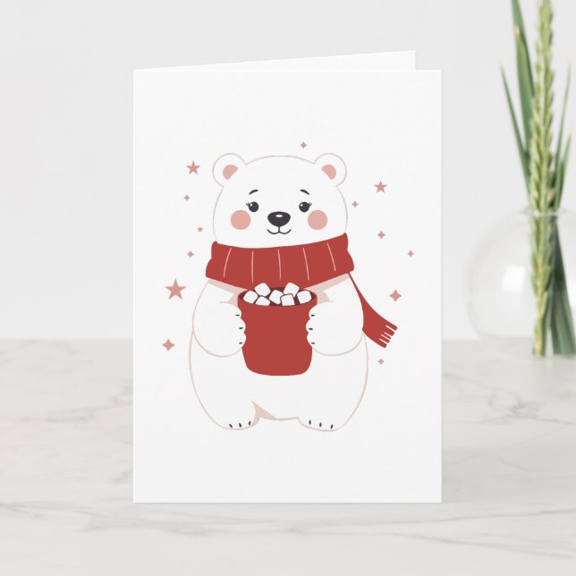 Polar Bear with Cocoa  Karte (Vorderseite)