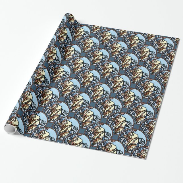 Polar Bear Wrapping Paper Tribal Art Gift Paper Geschenkpapier (Ungerollt)