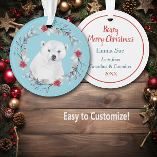 Polar Bear Wreath Kid's Weihnachtsschmuck Ornament