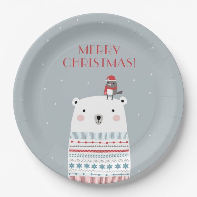 Polar Bear wünscht Paper Teller (Vorderseite)