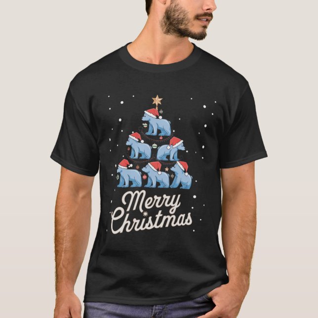 Polar Bear Xmas Tree Bears Weihnachtsbaum Merry Ch T-Shirt (Vorderseite)