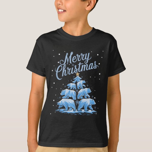 Polar Bear Xmas Tree Bears Weihnachtsbaum Merry Ch T-Shirt (Vorderseite)