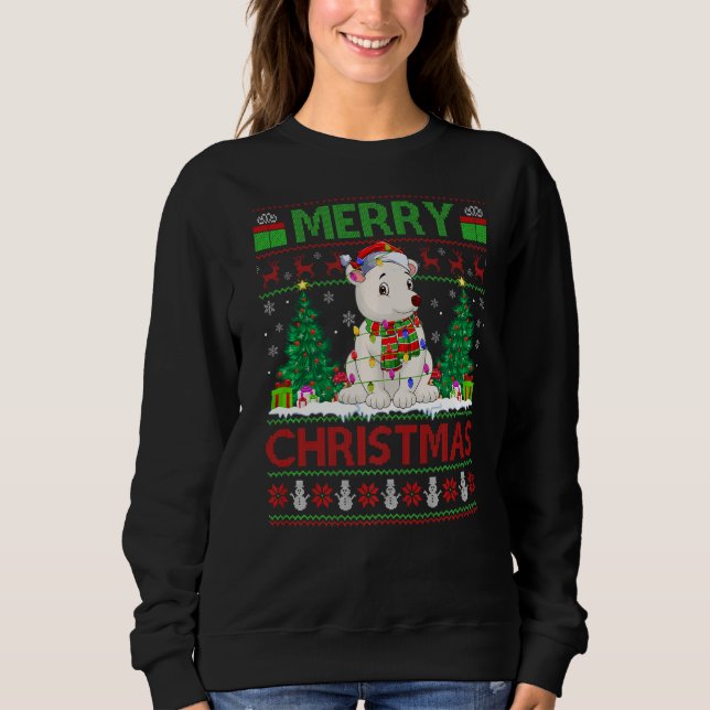 Polar Bear  Xmas Tree Ugly Santa Polar Bear Christ Sweatshirt (Vorderseite)