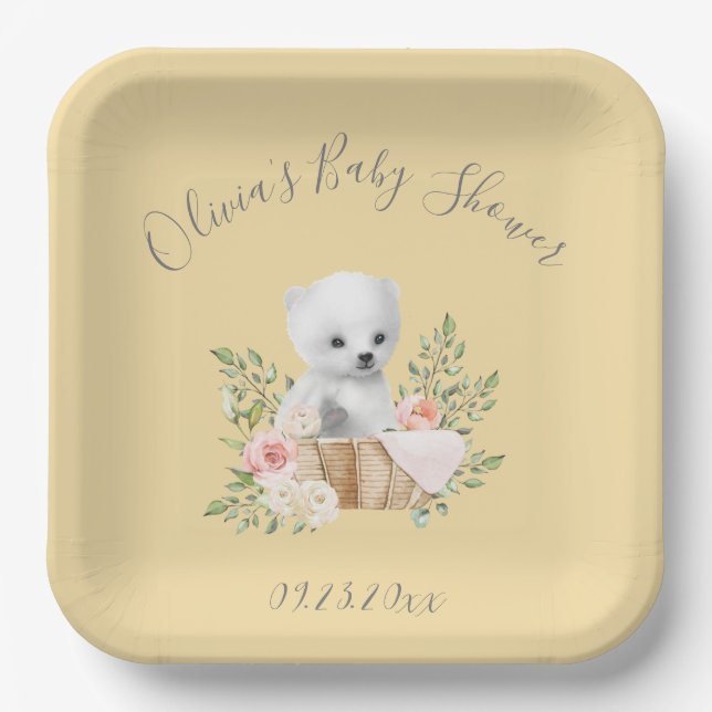 Polar Bear Yellow Baby Duschpapier Teller (Vorderseite)