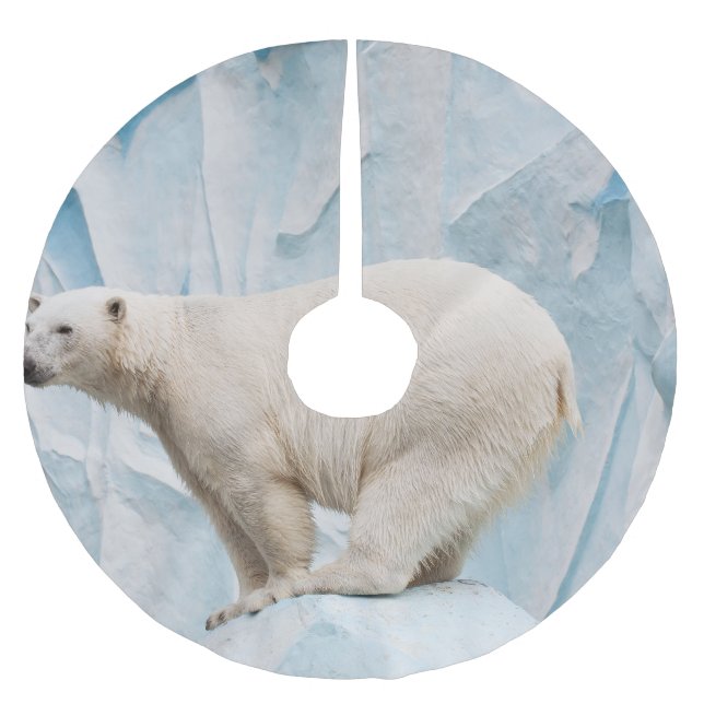 Polar Bear: Zoo Habitat Glimpse Polyester Weihnachtsbaumdecke (Vorderseite)