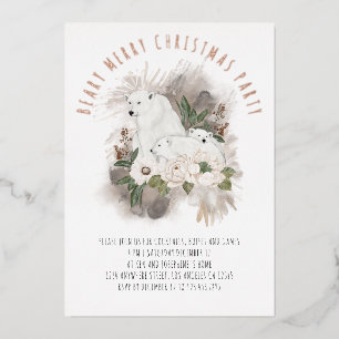 Polar Bears Beary Merry Weihnachtsfeier Luxus Folieneinladung