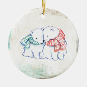 Polar Bears Couple Keramik Ornament