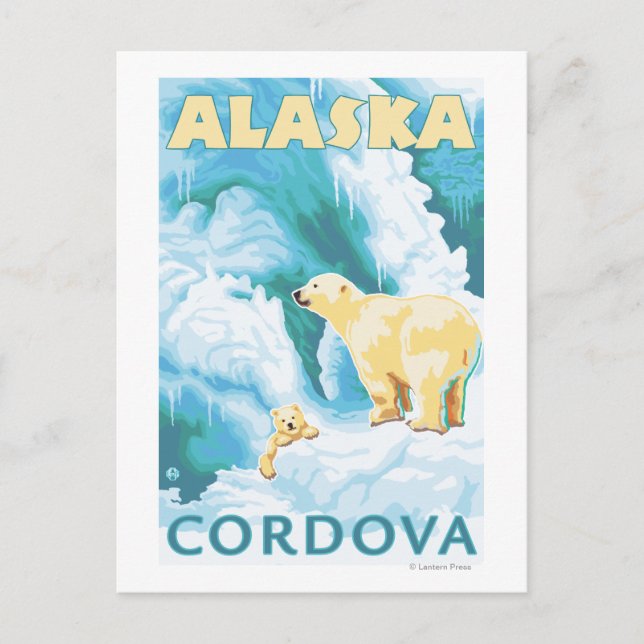 Polar Bears & Cub - Cordova, Alaska Postkarte (Vorderseite)