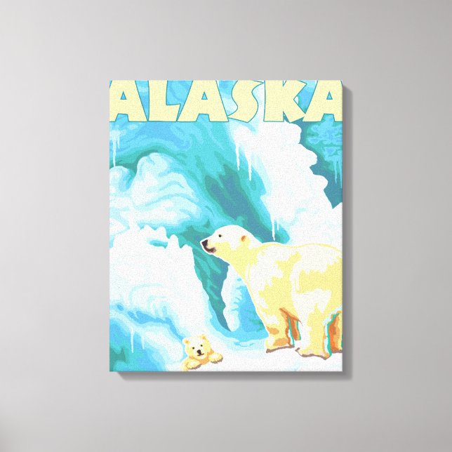 Polar Bears & Cub - Curry, Alaska Leinwanddruck (Vorderseite)