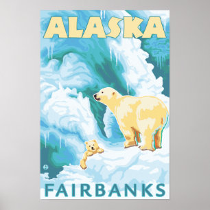 Polar Bears & Cub - Fairbanks, Alaska Poster