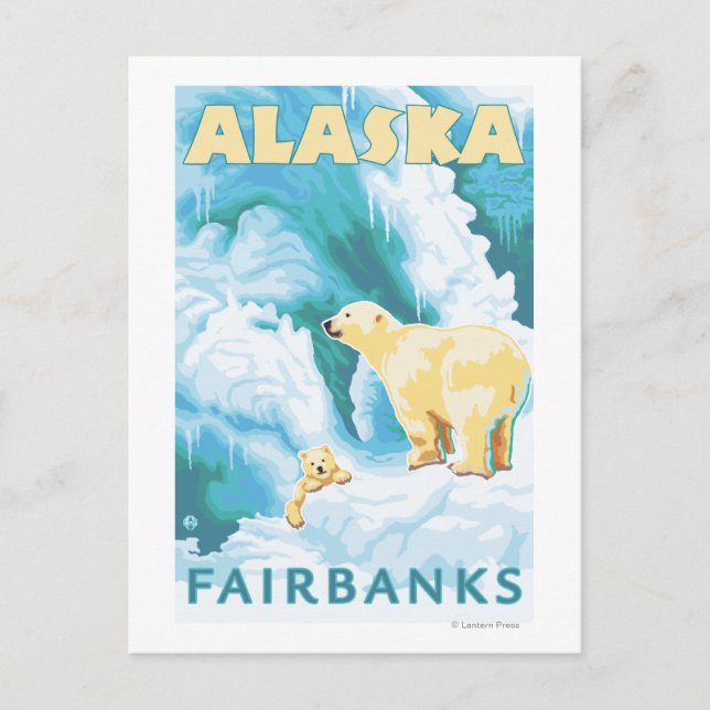 Polar Bears & Cub - Fairbanks, Alaska Postkarte (Vorderseite)