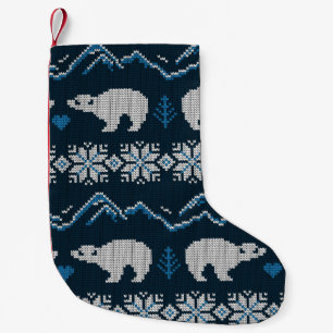 Polar Bears Gezwirntes Wintermuster Kleiner Weihnachtsstrumpf