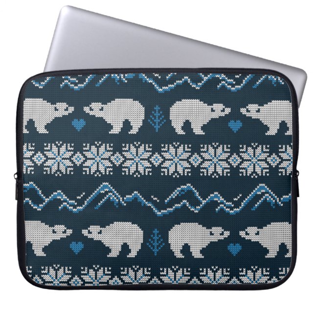 Polar Bears Gezwirntes Wintermuster Laptopschutzhülle (Vorderseite)