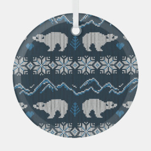 Polar Bears Gezwirntes Wintermuster Ornament Aus Glas