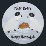 Polar Bears Hannukah Nights Stickers<br><div class="desc">Grafische Darstellung von Polarbären in der Arktis,  die Hannukah feiern.</div>