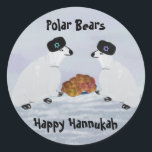 Polar Bears Hannukah Nights Stickers<br><div class="desc">Grafische Darstellung von Polarbären in der Arktis,  die Hannukah feiern.</div>