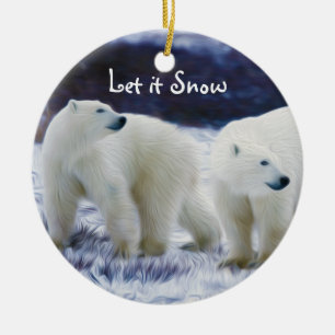 Polar Bears Lass es schneien Keramik Ornament