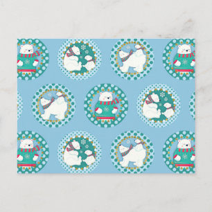 Polar Bears Pattern - Niedliche Winterferien Postkarte