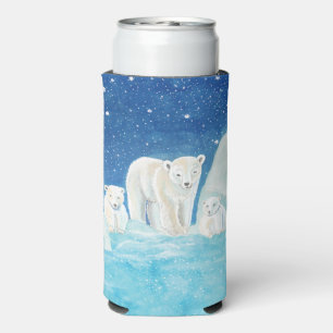 Polar Bears & Snowy Landscape Illustration Selters Dosenkühler