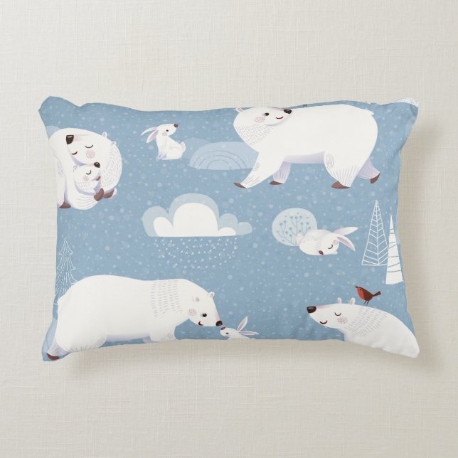 Polar Bears Winter Vintag Dekokissen (Vorderseite)