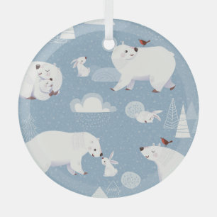 Polar Bears Winter Vintag Ornament Aus Glas