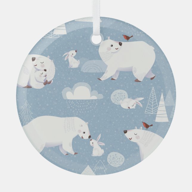 Polar Bears Winter Vintag Ornament Aus Glas (Vorderseite)