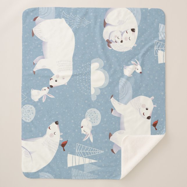Polar Bears Winter Vintag Sherpadecke (Vorderseite)
