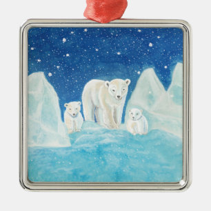 Polar Bears & Winterlandschaft Ornament Aus Metall
