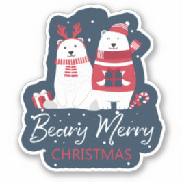 Polar Beary Merry Christmas ID851 Aufkleber