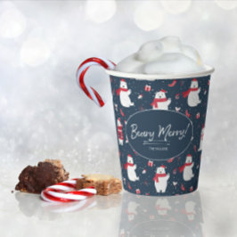 Polar Beary Merry Christmas Pattern ID851 Pappbecher