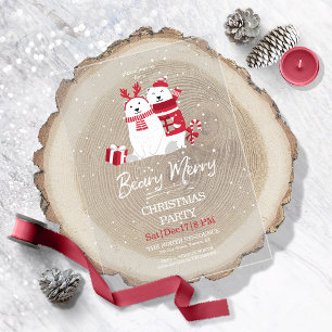 Polar Beary Merry Weihnachtsfeier ID851 Acryleinladungen