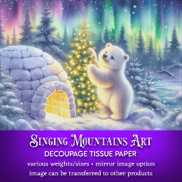 Polar-Eisbär Iglu und Weihnachtsbaumdekoupage Seidenpapier