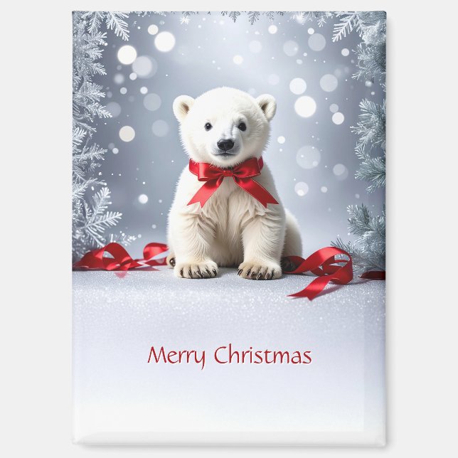 Polar-Eisbär-Weihnachts-Feiertagsmagnet Magnet (Vorderseite)