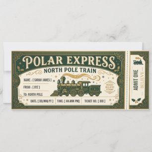 Polar Express Ticket Nordpol Zug Pass Einladung