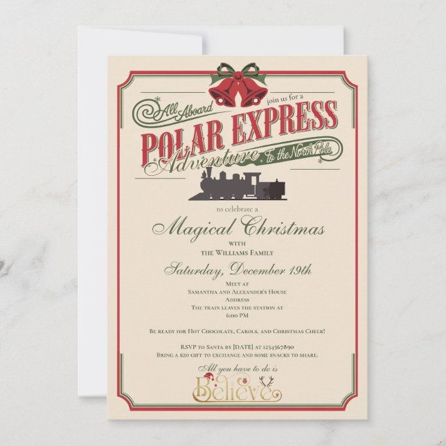 Polar-Express-Zugabenteuer glauben an Weihnachten Einladung (Vorderseite)