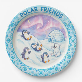 "Polar Friends" Süße Pinguine & Eisbär Teller