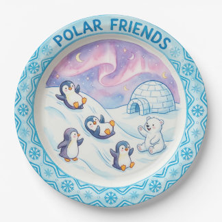 "Polar Friends" Süße Pinguine & Eisbär Teller