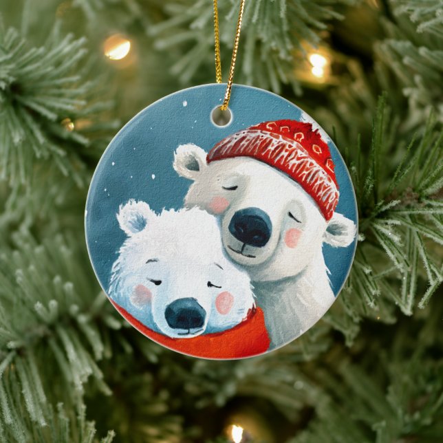 Polar Hugs Keramik Ornament (Baum)